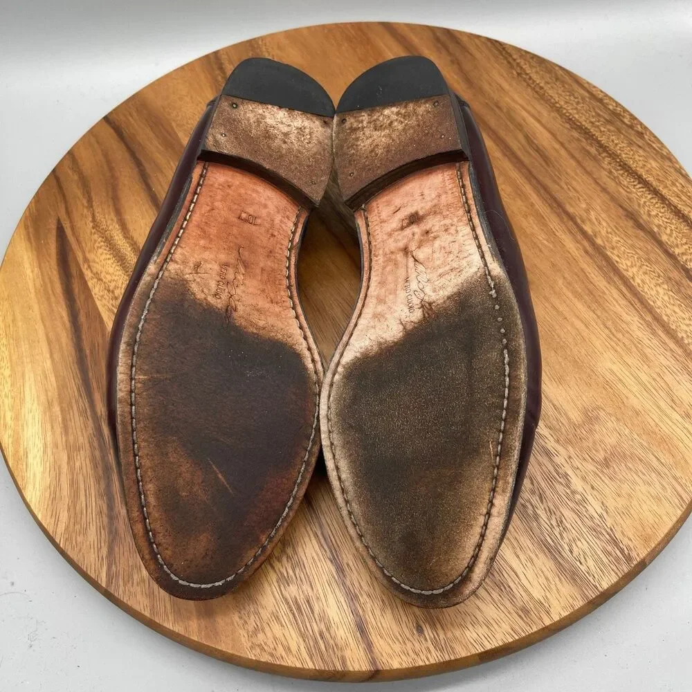Mezlan Loafers Mens 10 W Burgundy Leather Tassels Slip On Spain Dress Shoes